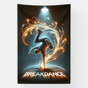 Breakdancer in Neon Swirl Spotlight Dynamic Urban Banner