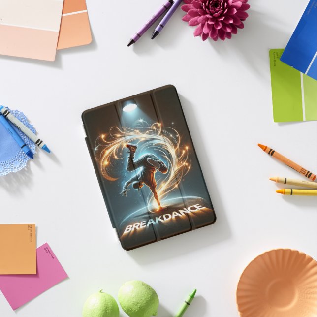 Breakdancer in Neon Swirl Spotlight Dynamic Urban iPad Mini Cover (In Situ)