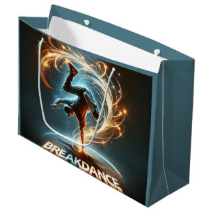 Breakdancer in Neon Swirl Spotlight Dynamic Urban Large Gift Bag