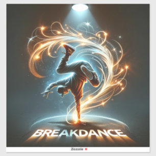Breakdancer in Neon Swirl Spotlight Dynamic Urban Sticker