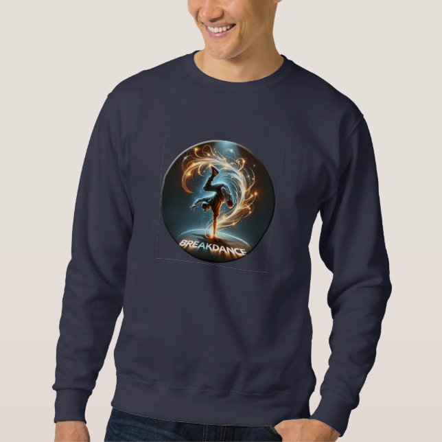 Breakdancer in Neon Swirl Spotlight  Dynamic Urban Sweatshirt (Front)