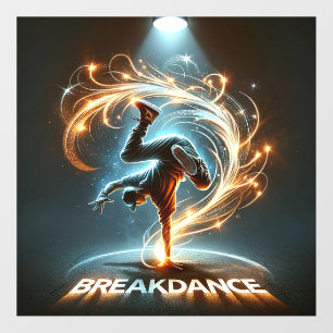 Breakdancer in Neon Swirl Spotlight Dynamic Urban Wall Decal