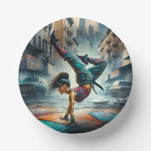 Breakdancer Women in action New York silhouette Paper Bowls