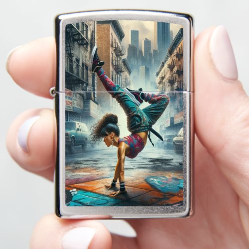 Breakdancer Women in action New York silhouette Zippo Lighter