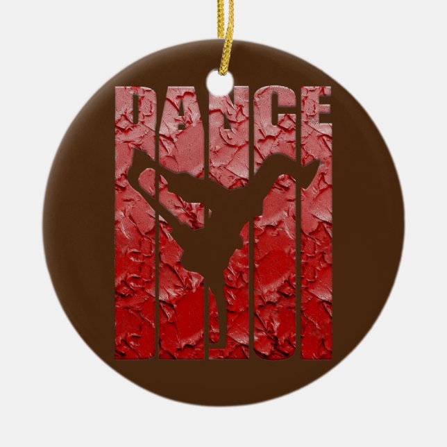 Breakdancing Dance Red Hip Hop Graffiti Art Ceramic Ornament (Front)