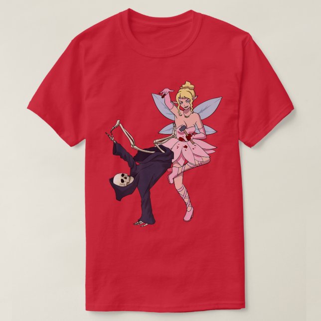 Breakdancing Reaper Skeleton Scary Tooth Fairy Hal T-Shirt (Design Front)