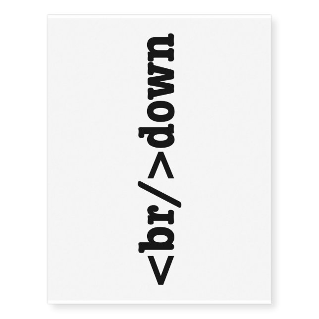 breakdown HTML Code Temporary Tattoos (Front)