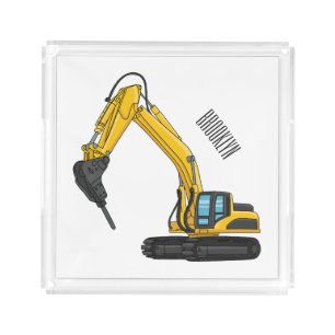 Breaker excavator cartoon illustration acrylic tray