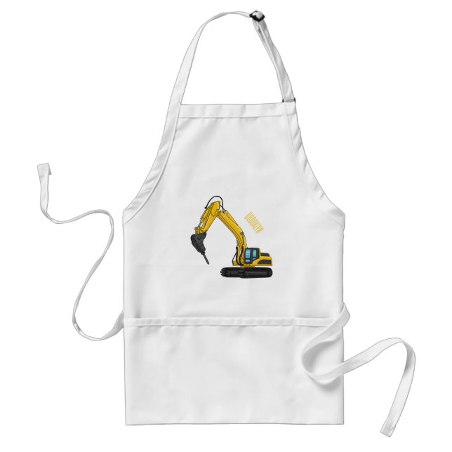 Breaker excavator cartoon illustration  adult apron (Front)