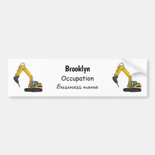 Breaker excavator cartoon illustration bumper sticker