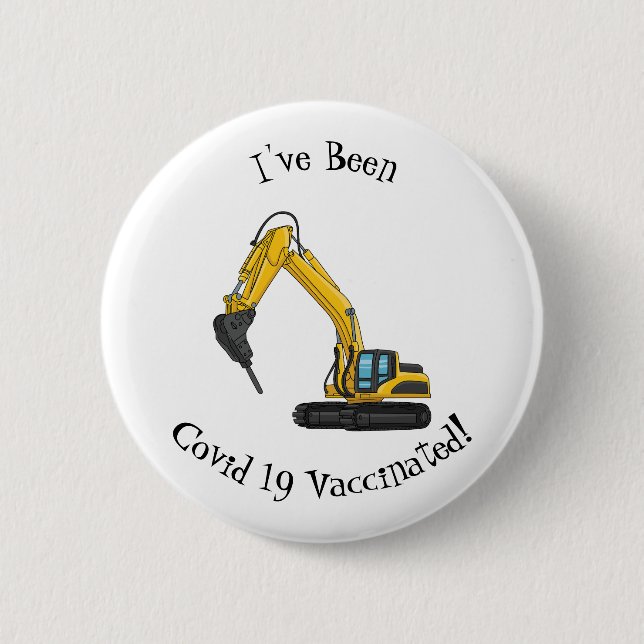 Breaker excavator cartoon illustration button (Front)