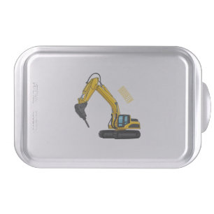 Breaker excavator cartoon illustration cake pan
