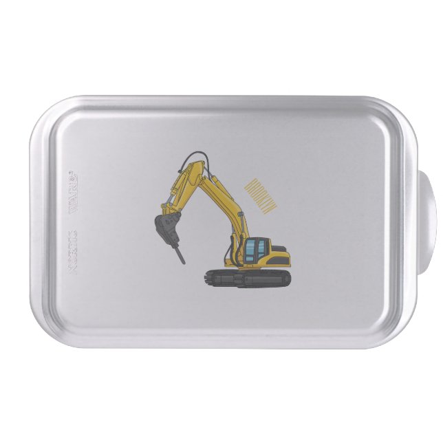 Breaker excavator cartoon illustration  cake pan (Front)
