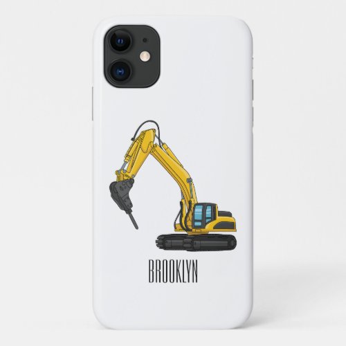 Breaker excavator cartoon illustration iPhone 11 case