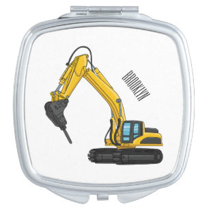 Breaker excavator cartoon illustration compact mirror