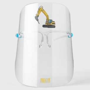 Breaker excavator cartoon illustration face shield