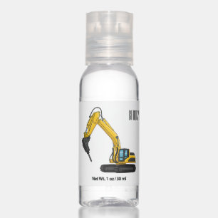 Breaker excavator cartoon illustration hand sanitizer