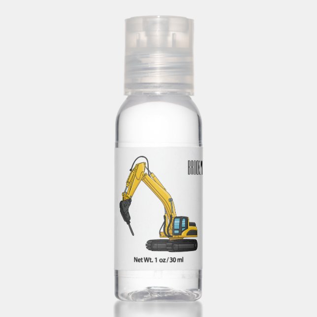 Breaker excavator cartoon illustration hand sanitizer (Front)