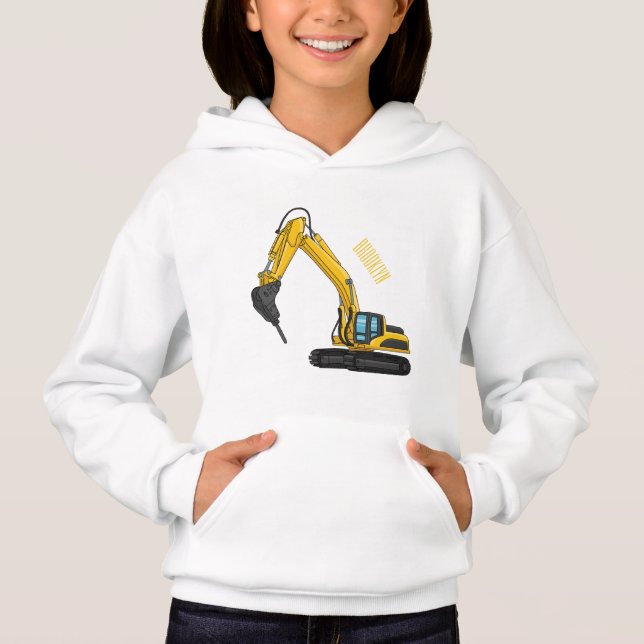 Breaker excavator cartoon illustration hoodie (Front)