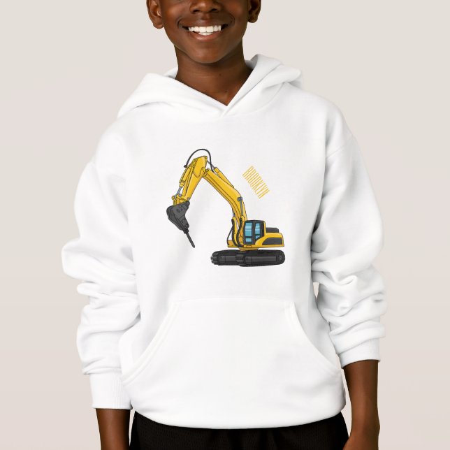 Breaker excavator cartoon illustration hoodie (Front)