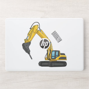 Breaker excavator cartoon illustration HP laptop skin