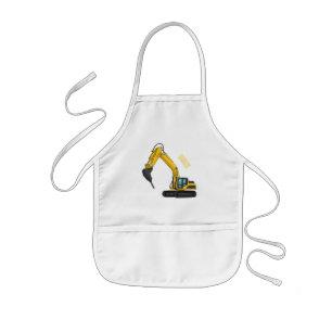 Breaker excavator cartoon illustration kids' apron