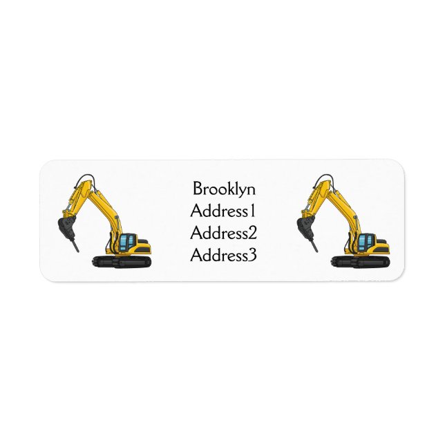 Breaker excavator cartoon illustration label (Front)