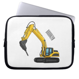Breaker excavator cartoon illustration  laptop sleeve