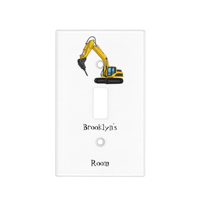 Breaker excavator cartoon illustration light switch cover (Front)