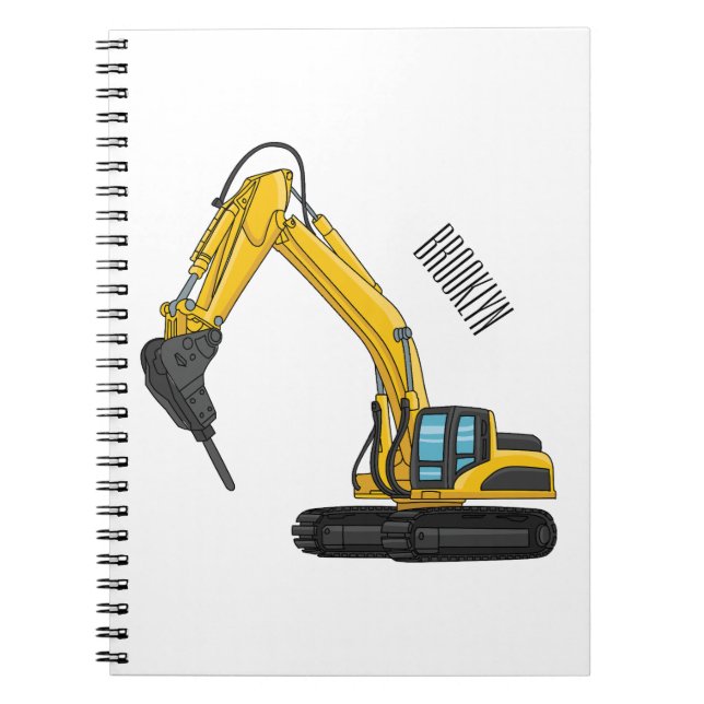 Breaker excavator cartoon illustration notebook (Front)
