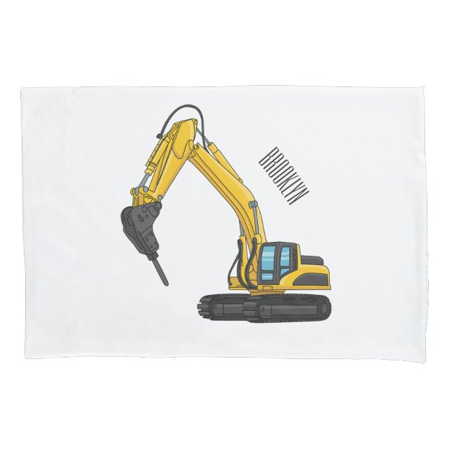 Breaker excavator cartoon illustration  pillow case (Front)