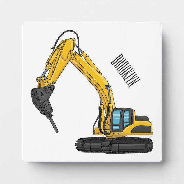Breaker excavator cartoon illustration plaque (Front)