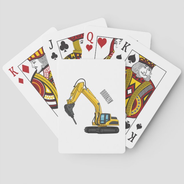 Breaker excavator cartoon illustration poker cards (Back)