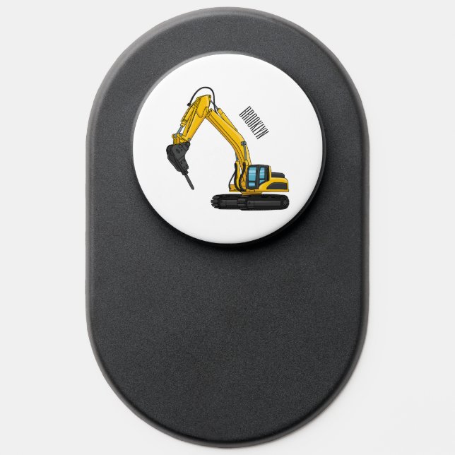 Breaker excavator cartoon illustration PopSocket (Popsocket)