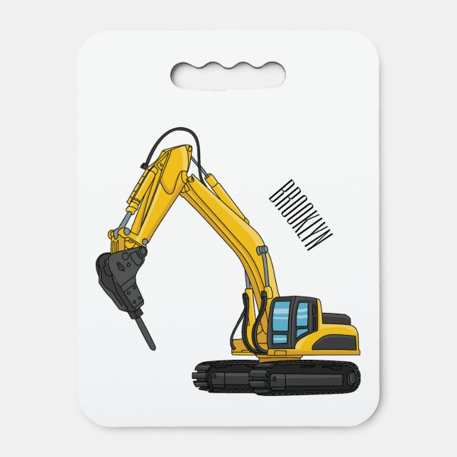 Breaker excavator cartoon illustration seat cushion (Front Vertical)
