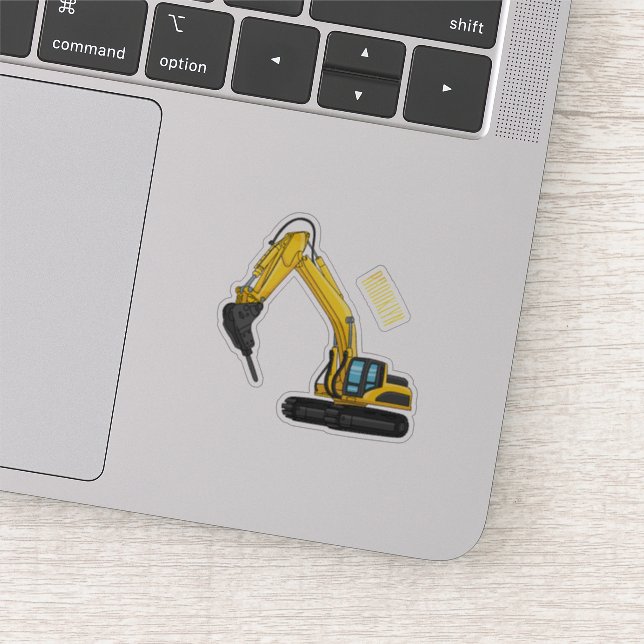 Breaker excavator cartoon illustration sticker (Detail)