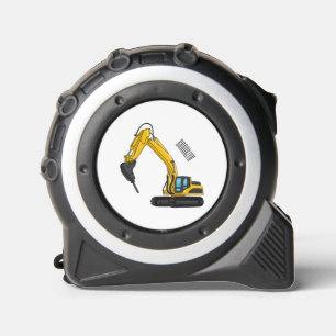 Breaker excavator cartoon illustration tape measure
