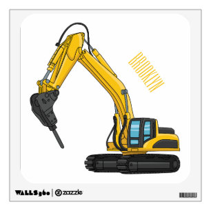 Breaker excavator cartoon illustration wall decal