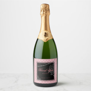 Breakfast and brunch pink and white polka dots sparkling wine label