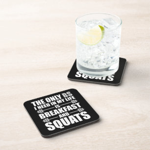 Breakfast and Squats - Bodybuilding Workout Drink Coaster