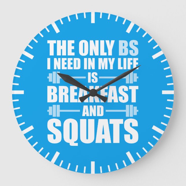 Breakfast and Squats - Bodybuilding Workout Large Clock (Front)