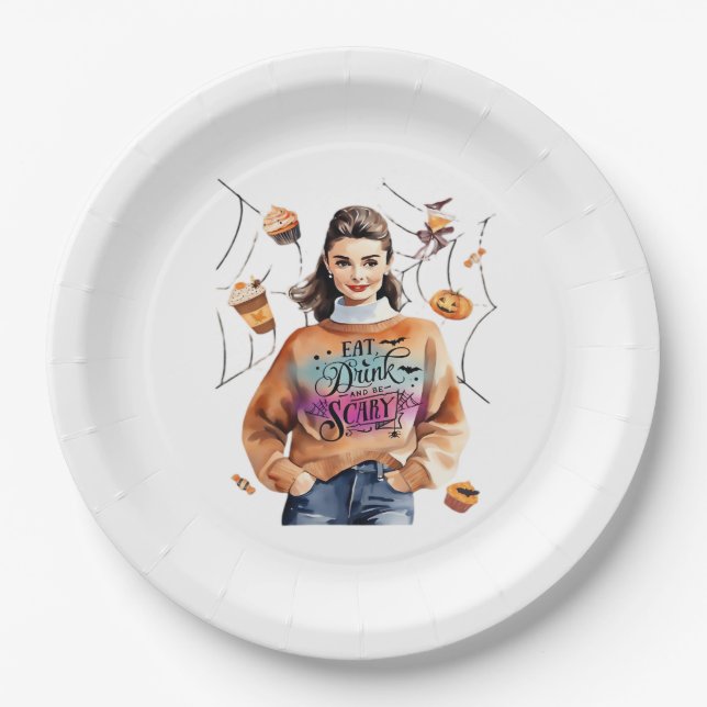 Breakfast At Halloween’s Eat Drink And Be Scary Paper Plates (Front)