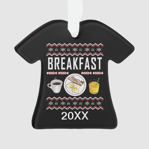 Breakfast Bacon Eggs Juice Ugly Christmas Sweater Ornament