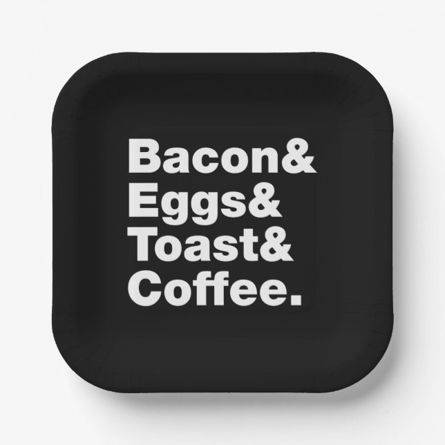 Breakfast (Bacon & Eggs & Toast & Coffee.) Paper Plates (Front)
