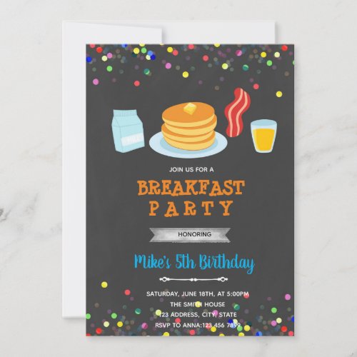 Breakfast boy theme invitation