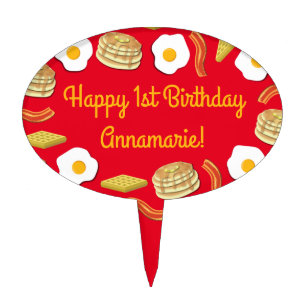 Breakfast Brunch Birthday Party Kids Cake Topper