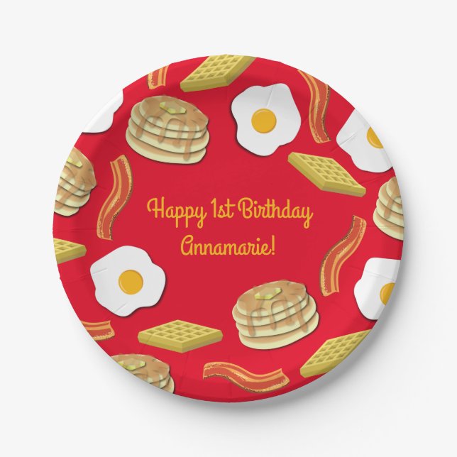 Breakfast Brunch Birthday Party Kids Cute Paper Plates (Front)