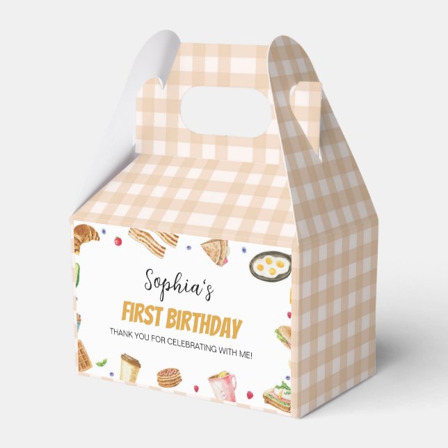 Breakfast Brunch First Birthday Favor Box (Front Side)