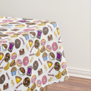 Breakfast Brunch Food Bagel Donut Toast Eggs Bacon Tablecloth