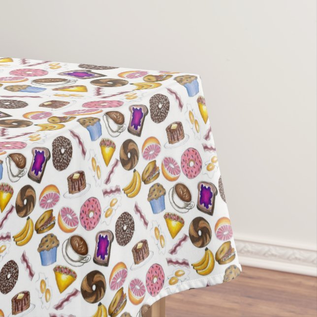Breakfast Brunch Food Bagel Donut Toast Eggs Bacon Tablecloth (In Situ)
